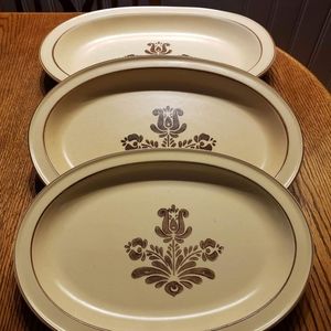 Pfaltzgraff set of 3 platters Village pattern.